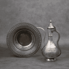  Red Copper Water Pitcher with Basin