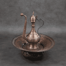 Red Copper Water Pitcher with Basin