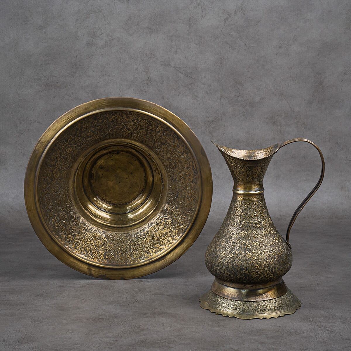 Brass Water Pitcher with Basin