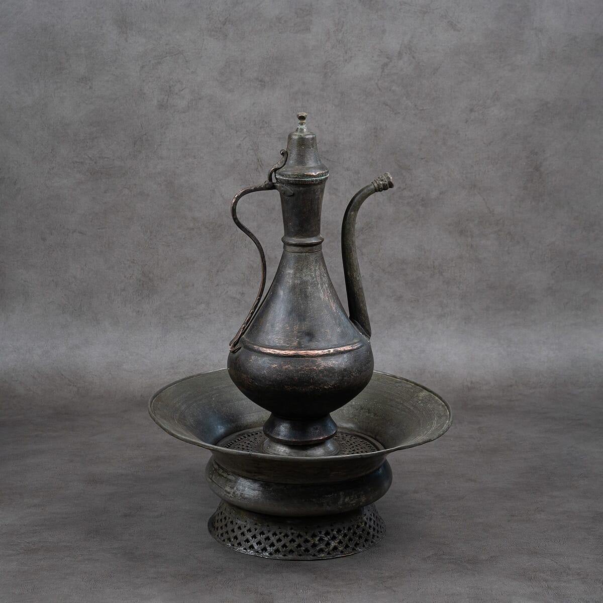  Red Copper Water Pitcher with Basin