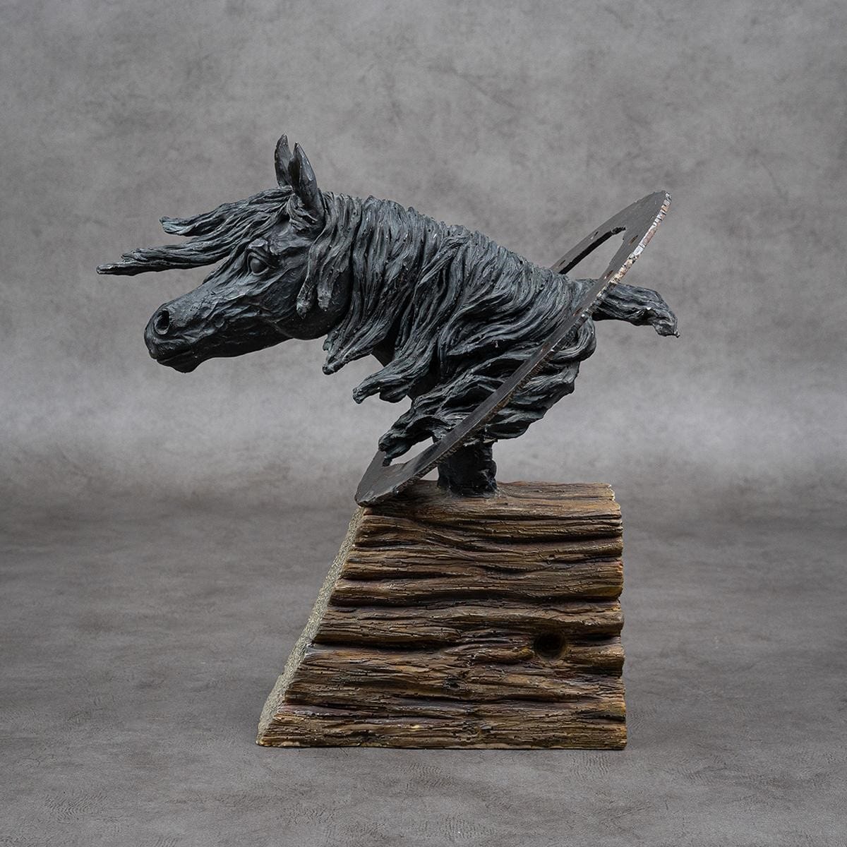 Horse head statue