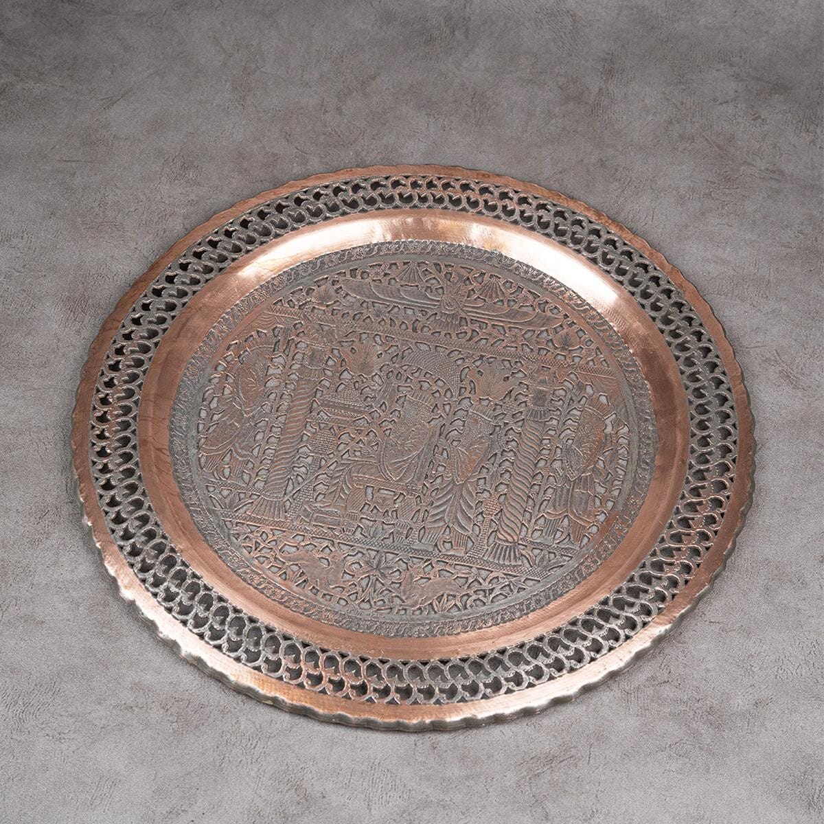Iranian plate made of red copper and hand-crafted