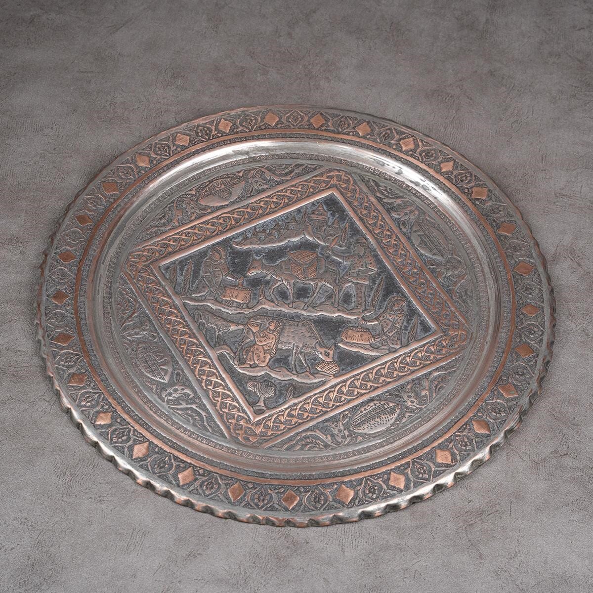 Iranian plate made of red copper and hand-crafted