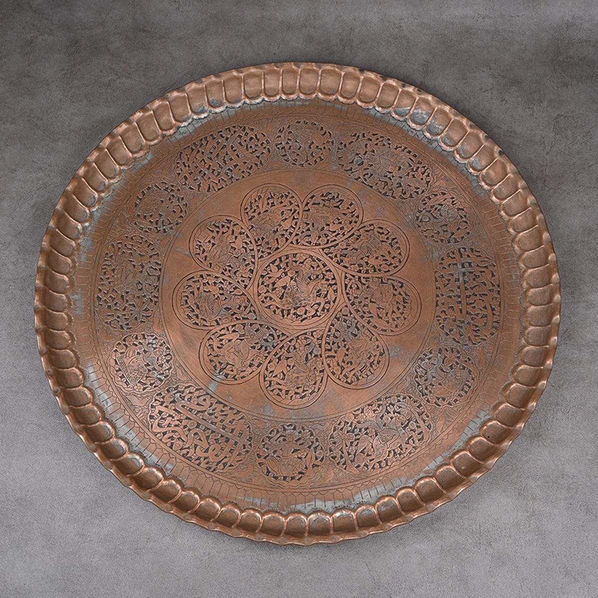 Persian chest made of red copper, hand-carved using the hollow method.