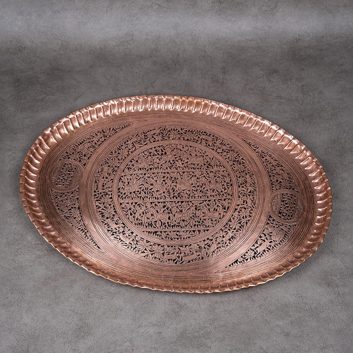 Persian chest made of red copper, hand-carved using the hollow method.