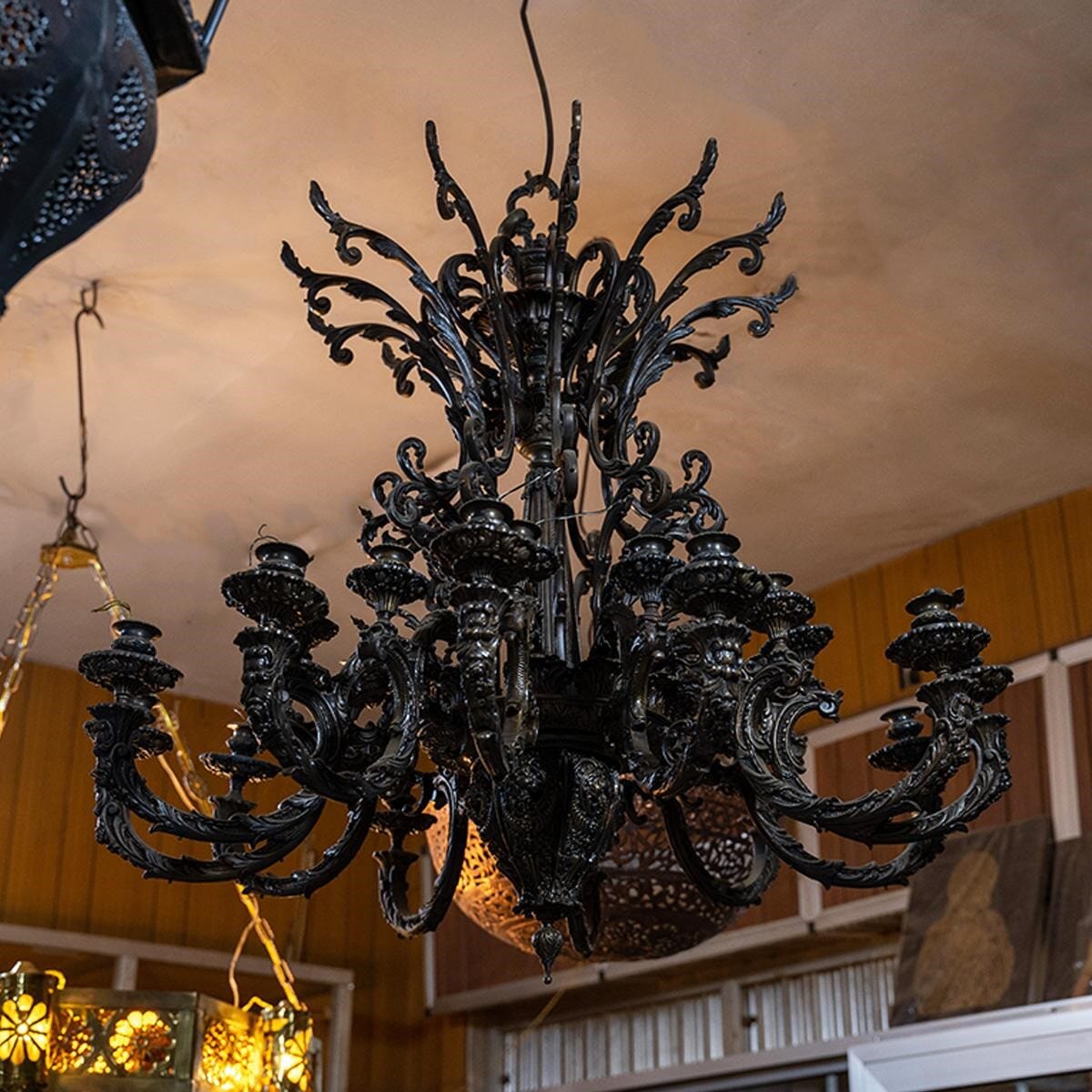 Antique brass chandelier with 24 candles