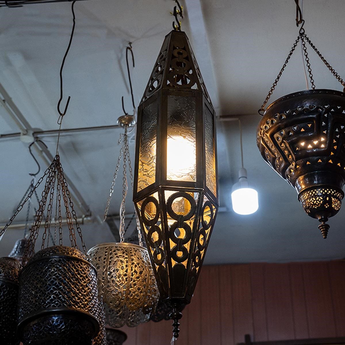 Lantern made of brass and glass