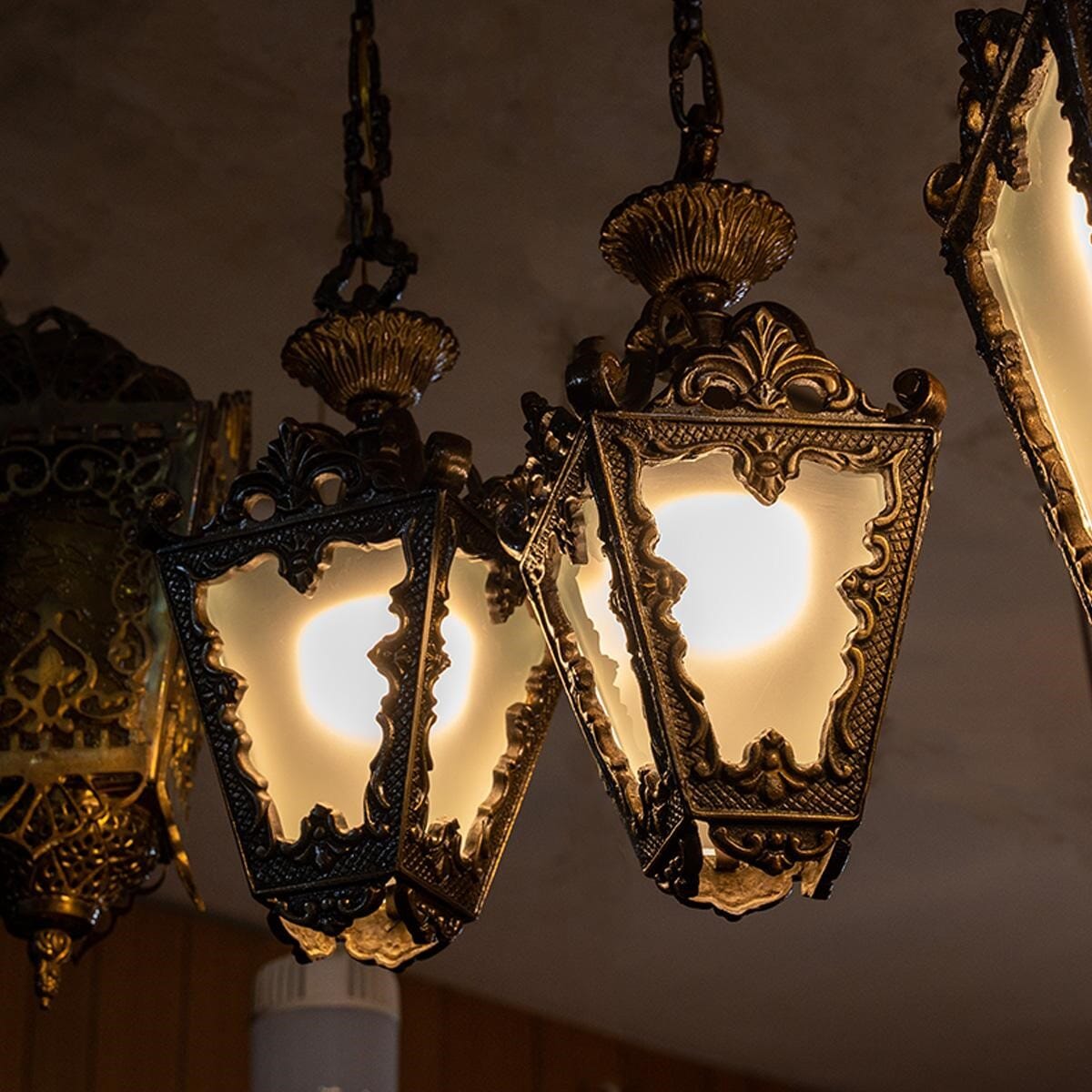 Lantern made of brass and glass