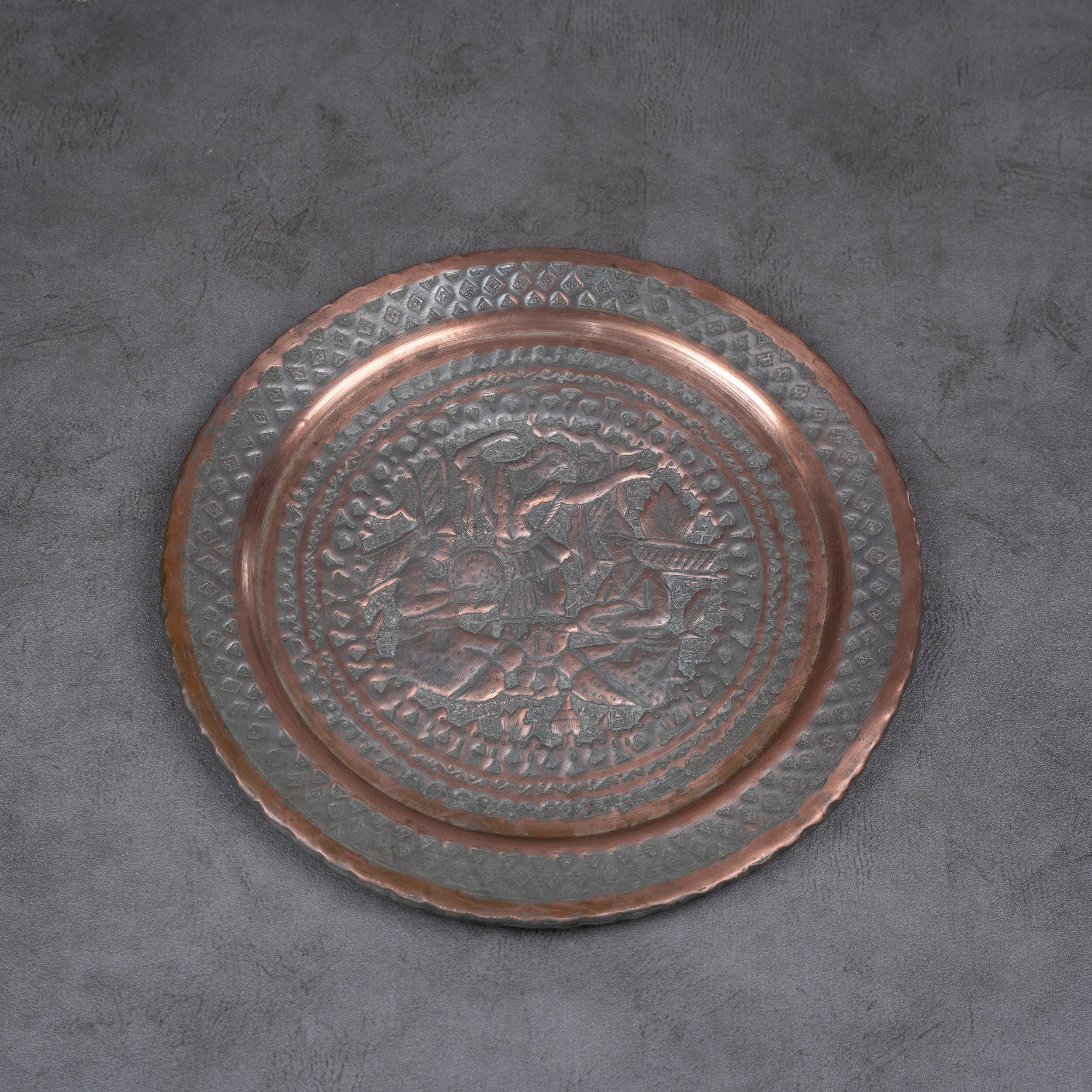 A plate made of red copper